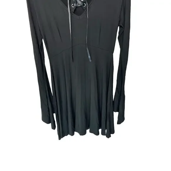 Killstar Black Spyda Lace Me Up Ribbon Emo Punk Gothic Witchy Dress‎ Size Small - Picture 3 of 11